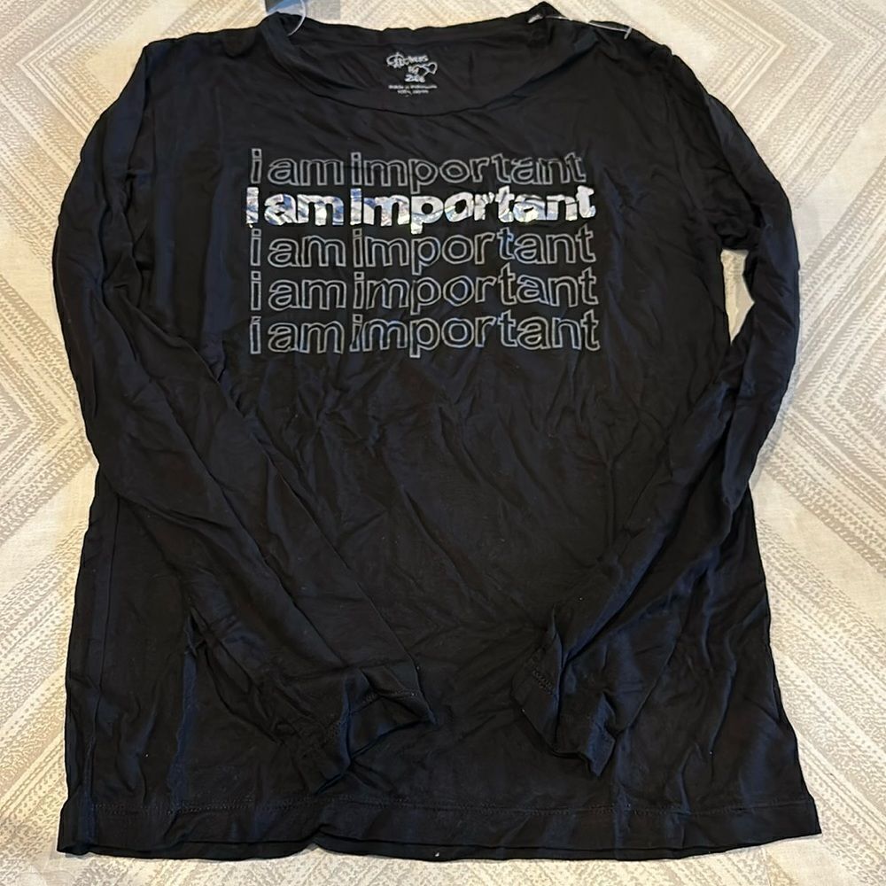 Flowers by Zoe ‘I am important’ Girls Black Long Sleeve Shirt